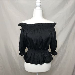 Wet Seal Elastic Button-On-Sleeve Blouse